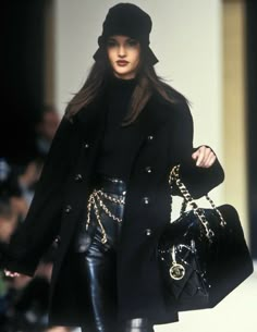 Chanel In The 90s, Chanel 1992 Runway, Chanel 2000 Runway, Chanel Runway Aesthetic, 90s Wrap Dress, Chanel Runway Outfits, 90’s Runway, Chanel Runway 90s, 90s Chanel Aesthetic