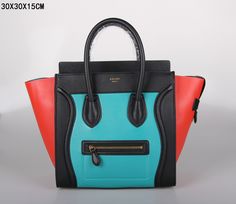 SAC CELINE LUGGAGE MINI LAC BLEU / NOIR / ROUGE DE PASTÈQUE 1.Marque  : celine 2.Style  : celine Luggage Mini 3.couleurs :  Lac bleu / noir / rouge de pastèque 4.Matériel : Importer en cuir d'origine 5.Taille: W30 x H15 x D30 cm Africa Dress, Color Study, Celine Luggage, Celine Luggage Bag, Luggage Bags, Top Handle Bag, Purses And Bags, Handbags, Quick Saves