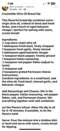 Olive Oil Dip For Bread, Bread Dip, Crusty Bread, Fresh Garlic, Freshly Ground, Red Pepper Flakes, Grated Parmesan Cheese, Fresh Basil, Italian Seasoning