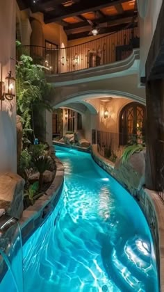 a large indoor swimming pool in a house