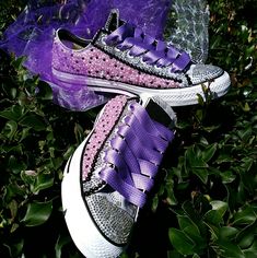 Custom Made Available In Many Sizes Please Allow 4-5 Processing Time Converse Shoes Custom, Pearl Converse, Custom Rhinestone, Amy Brown, Hair Boutique, Shoes Custom, Purple Pearl, Day Wedding, Pearl Color