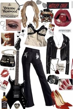 Women Of Rock Aesthetic, Rock N Roll Outfit Aesthetic, 80 Rockstar Outfit, Rock N Roll Outfit Ideas, Rocker Chic Style Glam Rock Outfit, Rock N Roll Clothes, 80s Rock Women Outfits, Garage Rock Outfit, 90s Biker Aesthetic