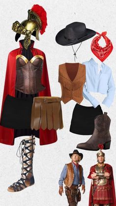 several different types of costumes and accessories for people to wear on the day or night