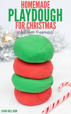 homemade playdoughs for christmas in less than 10 minutes with text overlay