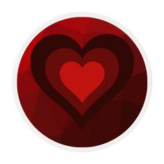 two hearts in a red circle on a white background with low polygonic effect