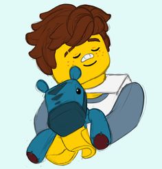 a drawing of a person hugging a stuffed animal