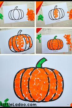 Torn Paper Pumpkin Craft Pumkin Ideas For Kids Crafts, Decorate A Paper Pumpkin For Kids, Paper Pumpkin Craft Preschool, Pumpkin Activities Preschool Crafts, Pumpkin School Projects, Pumpkin Art Toddlers, Pumpkin Craft Toddler, Art Lessons For Preschoolers, Decorate Paper Pumpkin School Project