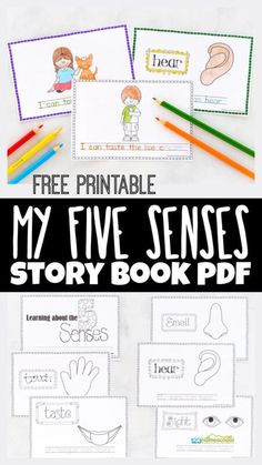 the free printable story book for kids with pictures and text that reads,'my five