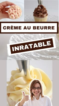 an advertisement for some kind of dessert that is being made with icing and chocolate