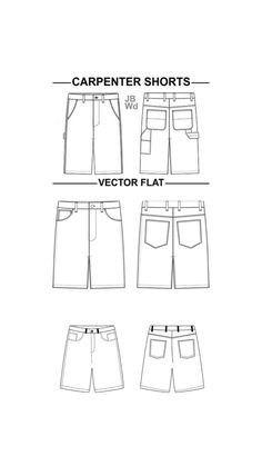 the front and back views of men's shorts, with different pockets on each side