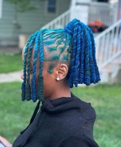 Blue Invisible Locs, Blue And Blonde Locs, Turquoise Locs, Teal Locs, Locs Ideas, Locs Color