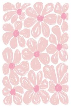 a drawing of pink flowers on a white background