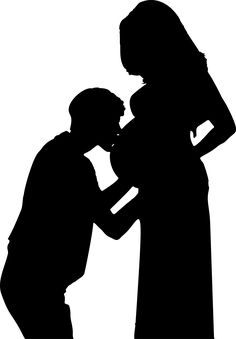 the silhouette of two people kissing each other