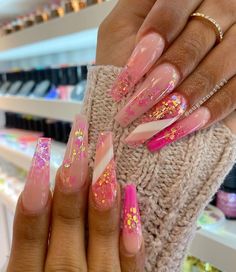 Luv Nails, Pastel Nails Designs, Cute Acrylic Nail Designs, Ombre Nail Designs, Fall Acrylic Nails, Bling Acrylic Nails, Nail Designs Glitter, Pink Acrylic Nails, Birthday Nails