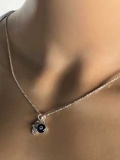 "Evil eye Hamsa hand necklace in sterling silver, protection, Greek jewelry Evil eye & hamsa hand necklace in 925 sterling silver chain. Materials : ★ Necklace - Sterling Silver Chain - Delicate 1.5mm x 2mm chain  ★ Sterling Silver hamsa hand filigree Charm - 12mm  - 0.47\" ★ Sterling silver dark blue evil eye charm - 8mm - 0.31\" ★ Sterling Silver secure spring clasp closure Thanks for looking!  ##############################################" Hamsa Hand Necklace, Jewelry Evil Eye, Hand Evil Eye, Evil Eye Hamsa, Hamsa Necklace, Silver Eye, Hippy Gifts, Hand Necklace, Greek Jewelry