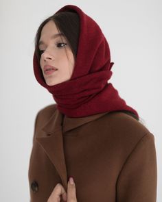 Wool head scarf for women has two layers of fabric, so it's warm and safe you from the cold winter wind.👌 This scarf looks elegant and fits perfect with a coat or a jacket. SIZE: One universal size fits all. length - 40 in. (100 cm) width - 15 in. (38 cm) SEND AS GIFT: ❤️ If you need gift box, congratulatory message and express shipping, you can choose it all during checkout the order in the cart. (You can type the words, what you want). EXPRESS SHIPPING: USA - FedEx shipping available within 2 Headscarf Outfit Winter, Winter Scarf On Head, Winter Scarf Wrap, Head Scarf Winter, Winter Head Scarf, Wool Scarf Outfit, Dnd Fashion, Head Scarf Outfit, Scarf Aesthetic