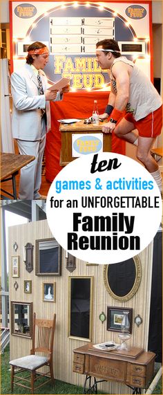 two men are playing games and activities for an unforgettable family reunion