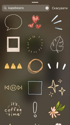 an iphone screen with various doodles and other things drawn on the phone's screen