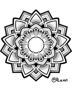 a black and white drawing of a flower