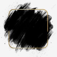 black and white paint with a gold frame on the bottom, square, brush png and psd