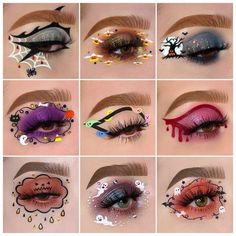 Halloween Makeup Eye Looks, Halloween Inspired Makeup Eye, Halloween Inspired Makeup Looks, Cute Halloween Eyeshadow, Halloween Theme Makeup, Halloween Make Up Ideas Creative, Cute Halloween Eye Makeup, Skeleton Eye Makeup, Halloween Eyeshadow Looks Easy