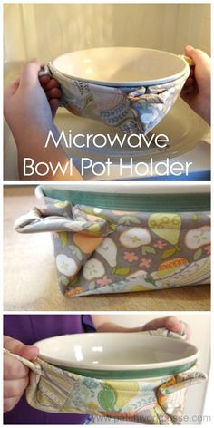 the microwave bowl holder is made out of fabric