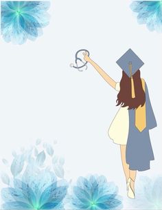 a girl in a graduation cap and gown is holding a pair of scissors up to the sky