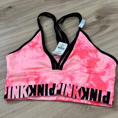 Victorias Secret Pink Sports Bra Size Xs Brand New With Tags Make Me An Offer! Trendy Pink Sports Bra For Workout, Casual Orange Sports Bra For Gym, Trendy Pink Sports Bra, Casual Pink Sports Bra For Loungewear, Red Sports Bra, Victoria Secret Pink Bras, Gray Sports Bra, Red Bra, White Sports Bra