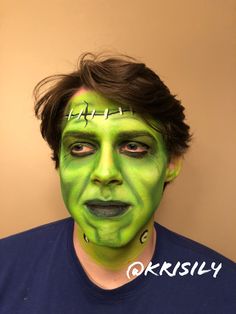 Frankenstein Makeup For Men, Frankenstein Halloween Makeup, Guy Face, Halloween Group, Young Frankenstein, Fun Office