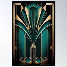 High-quality posters to hang in dorms, bedrooms or offices. Multiple sizes are available. Printed on 185gsm semi gloss poster paper. Additional sizes are available. Gold and Teal Art Deco 80s Art Deco Wall Art, Art Deco Designs, Roaring 20s Gala, Fridge Panel, Art Deco Branding, Art Deco Poster Design, Art Deco Pattern Design, Jewel Tone Art, Teal Art Deco