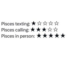 five stars are placed in the middle of a white background with text that reads, piscos texing pieces calling pieces in person