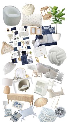 a collage of furniture and decor items