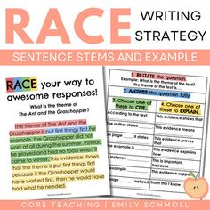 the race writing strategy for students to practice their writing skills and spelling them out with