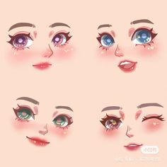 an image of various eyes and eyelashes with different shapes, sizes and colors on them