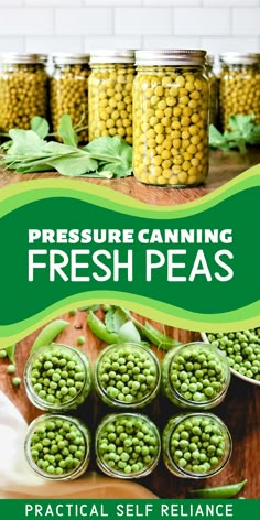 Pressure canned fresh garden peas in Ball mason jars Canning Peas, Simple Canning, Canned Peas, Canning For Beginners, Field Peas, Garden Peas, Canning Rack, Preserving Recipes, Fresh Peas