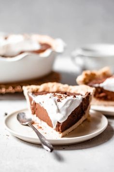 a slice of chocolate pie on a plate