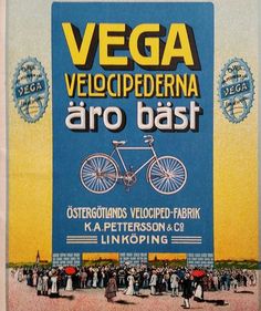 an advertisement for velocipederia aro bast with people standing around