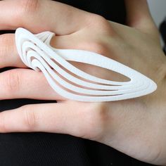 Twist Ring Collection Modern White Open Ring, Modern White Rings For Gifts, Unique White Open Ring, Modern Adjustable White Rings, Modern White Adjustable Rings, Modern White Adjustable Ring, Modern White Stackable Promise Rings, 3d Printed Ring, Computational Design