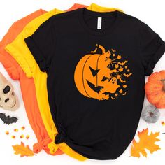 Halloween Pumpkin Shirt, Fall Shirt for Woman, Pumpkin Shirt, Cute Women's Halloween Party Shirt, Halloween Costume Shirt, Halloween Outfit We have designed fun, enjoyable and stylish t-shirts to make you happy with small details on Halloween. Don't forget to check out our other t-shirts 😊 ❀ HOW TO ORDER T-SHIRT ❀ 1- Please Check and Review All Product Photos. 2- Select Your T-Shirt Style and T-Shirt Color from drop down menus. 3- Choose your TEXT Color. Please add your text color in the custom Halloween Shirts Vinyl, Halloween Tshirt Ideas, Christmas Sweatshirt Ideas, Diy Halloween Shirts, Fall Tee Shirts, Halloween Tee Shirts, Christmas T Shirt Design, Halloween Tshirt, Costume Shirts