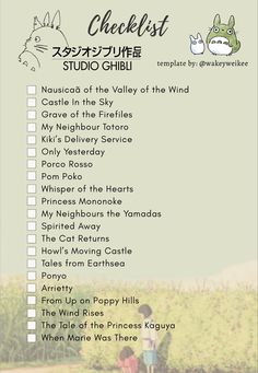 the checklist for studio ghii