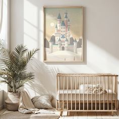 Delight in the innocence and joy of childhood with this whimsical nursery printable wall art. Featuring a Enchanted Castle Wall Art, this artwork is perfect for adding a sweet and playful touch to any child's room or nursery.  The instantly downloadable print offers versatility, allowing you to select the size, frame, and material that best suits your style and space. Brighten up your nursery decor, playroom art, or give a charming gift to a little one with this adorable high-resolution art prin Pastel Disney Nursery, Fairy Tale Nursery, Castle Wall Art, Fantasy Poster, Fairy Wall Art, Enchanted Castle, Castle Decor, Pastel Room Decor, Fairytale Nursery