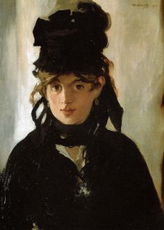 a painting of a woman wearing a black hat