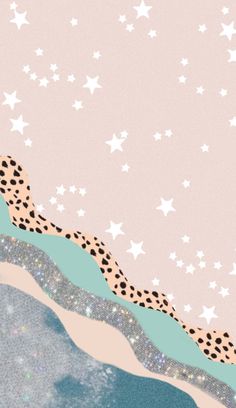 a cheetah sitting on top of a hill with stars in the sky