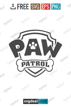 the paw patrol logo is shown in black and white with an image of a dog's paw on it