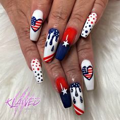 "Get ready for summer with these stunning Fourth of July nails! Discover 50 patriotic nail art ideas that will make your manicure pop. 4tn Of July Nails, Memorial Day Nails 2024, Memorial Day Acrylic Nail Designs, Usa Nail Art, American Flag Nails Designs 4th Of July, America Nails 4th Of July, Fun 4th Of July Nails, Labor Day Nail Designs