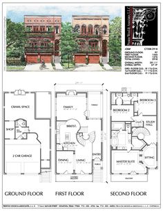 two story house plans with second floor and first floor in the same area, one bedroom is