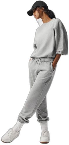 Relaxed Spring Leisure Sweats, Relaxed Sweats For Leisure In Spring, Alo Yoga Sporty Loungewear Bottoms, Casual Alo Yoga Bottoms, Casual Pants With Elastic Cuffs And Straight Hem, Relaxed Fit Solid Sweatpants With Pull-on Style, Alo Yoga Sporty Relaxed Fit Joggers, Solid Color Sweatpants With Elastic Cuffs For Lounging, Alo Yoga Relaxed Fit Pants