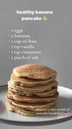 pancakes stacked on top of each other with the words healthy banana pancake written below