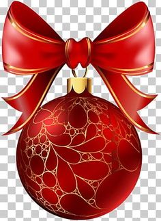 a red christmas ornament with a bow