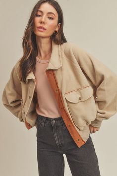 Perfect for layering up or down, our So Cozy Bomber showcases an oversized collar with snap-button front closure and front pockets, hidden contrast fabric detailing in a boxy fit.Made In: ImportedFabric Contents: 100% Polyester Fabric Detailing, Oversized Collar, Resort Collection, Sweatshirt Dress, Dressed Down, Baby Month By Month, Snap Button, Jumpsuit Romper